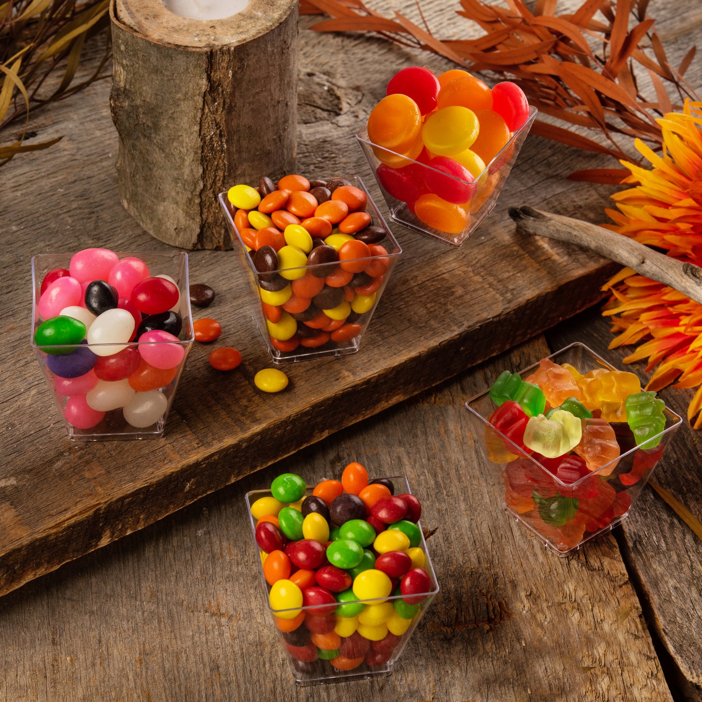 Dessert Cups, Clear Plastic Re-Usable Square Cups Perfect for Serving Desserts, Appetizers, Mousse and Small Portions - Elegant Cups for Parties, Wedding, Tasting