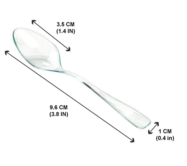 Loreso Mini Spoons, Clear Plastic Disposable Mini Dessert Spoons For Miniature Dessert Cups, Tasting Party, Sampling, Ice Cream, Small Catering Supplies