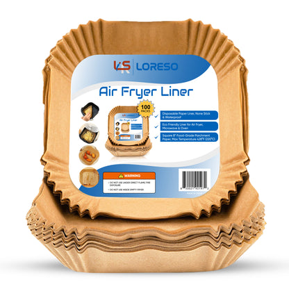 Air Fryer Paper Liner, 100 Count - Parchment Paper Basket Lining for Air Fryer, Non-Stick Cooking Surface, Microwaves and Conventional Oven Safe