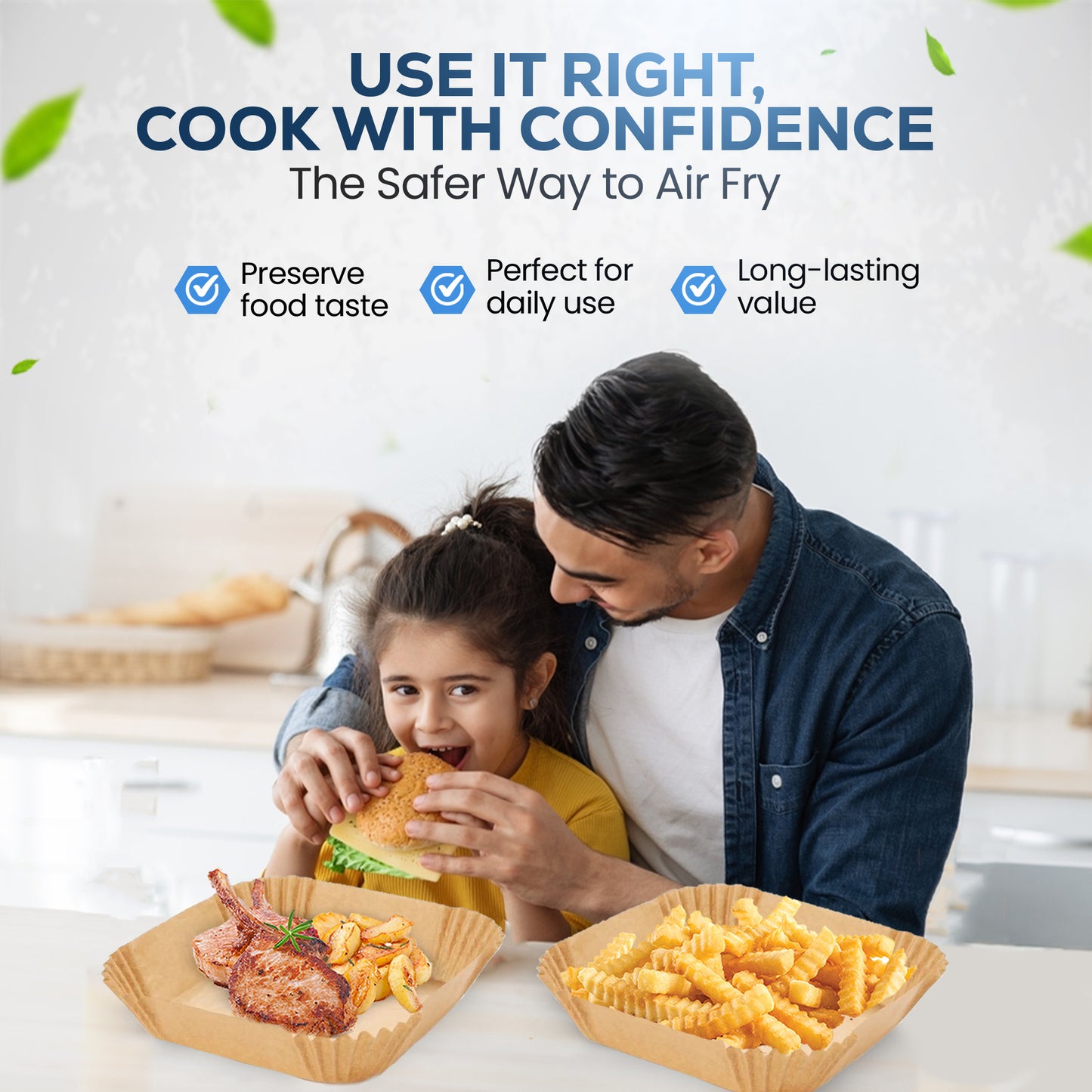 Air Fryer Paper Liner, 100 Count - Parchment Paper Basket Lining for Air Fryer, Non-Stick Cooking Surface, Microwaves and Conventional Oven Safe