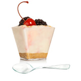 Dessert Cups with Spoons - Clear Plastic Disposable Square Cups + Spoons Perfect for Serving Desserts, Appetizers, Mousse and Small Portions - Elegant Cups for Parties, Wedding, Tasting