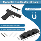 Magnetic Gun Mount Holder, 3 Coin 35LBs Rubber Coated Magnetic Gun Holster for Handgun and Tactical Pistol in Truck, Car, Gun Safe, Cabinets, Wall with Mounting Accessories