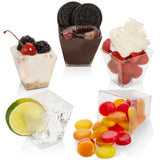 Dessert Cups, Clear Plastic Re-Usable Square Cups Perfect for Serving Desserts, Appetizers, Mousse and Small Portions - Elegant Cups for Parties, Wedding, Tasting