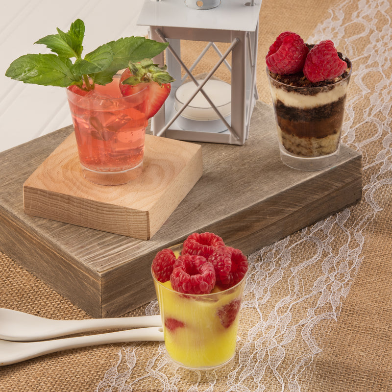 3 Oz Mini Dessert Cups with Lids and Spoons Clear Plastic Cups Square