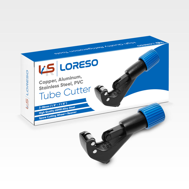 Copper Pipe Tubing Cutter By LORESO - Tube Cutter for Copper, Brass, Aluminum, Thin Stainless Steel & PVC Pipes Cutter with Extra Blade and Reamer for 1/8 to 1 1/8 Inch ( 3-28mm ) OD Pipes
