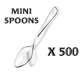 Loreso Mini Spoons, Clear Plastic Disposable Mini Dessert Spoons For Miniature Dessert Cups, Tasting Party, Sampling, Ice Cream, Small Catering Supplies