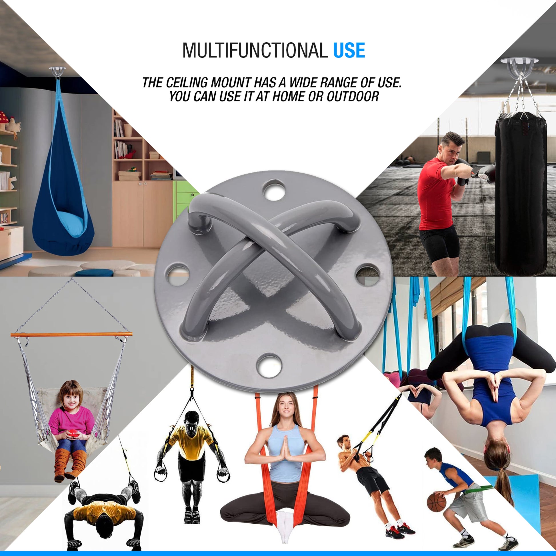 Ahuuen Heavy Duty Ceiling Mount Hook For Gym - Gymnastic Rings, Battle Ropes, Boxing Equipment