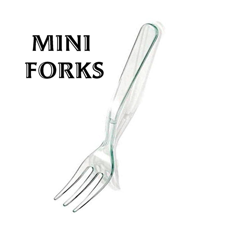 Mini Plastic Clear Dessert Forks For Fruit Dessert and Frozen Cakes - Disposable, BPA Free, Reusable 3.8 Inches (Mini Forks 100CT Pack)