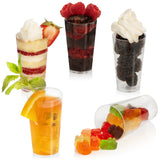 Tall Tumbler Shot with Spoons, Mini Shooter Round Dessert Cups Clear Plastic Reusable For Tasting Party, Small Round Shooters Appetizer Cup