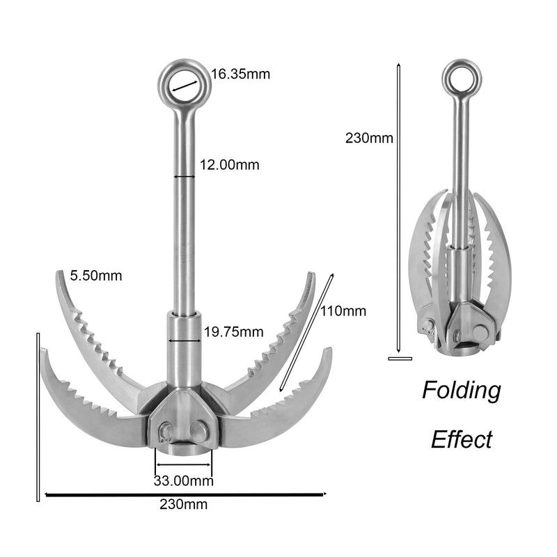 Grappling Hook Folding Grappling Hook Outdoor Survival Stainless Steel Rock  Climbing Grappling Hook 3 Claws Folding Hook 